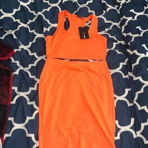 Orange Fashion Nova two piece set